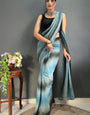 Lovely 1-Minute Ready To Wear Firozi Georgette Saree