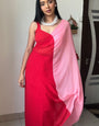 Vivacious 1-Minute Ready To Wear Red and Pink Georgette Saree