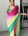 Glittering 1-Minute Ready To Wear Multi Color Georgette Saree