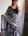 Classy 1-Minute Ready To Wear Grey Cotton Saree
