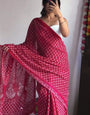 Pretty 1-Minute Ready To Wear Dark Pink Cotton Saree