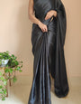 Demesne 1-Minute Ready To Wear Black Satin Silk Saree