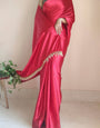Ebullience 1-Minute Ready To Wear Dark Pink Satin Silk Saree