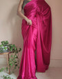 Efflorescence 1-Minute Ready To Wear Hot Pink Satin Silk Saree