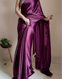 Lagniappe 1-Minute Ready To Wear Purple Satin Silk Saree