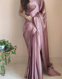 Embrocation 1-Minute Ready To Wear Rose Gold Satin Silk Saree