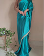 Lassitude 1-Minute Ready To Wear Sea Green Satin Silk Saree