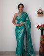 Exemplary 1-Minute Ready To Wear Sea Green Cotton Silk Saree