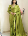 Snappy 1-Minute Ready To Wear Green Satin Silk Saree