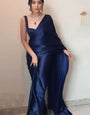 Fantabulous 1-Minute Ready To Wear Navy Blue Satin Silk Saree