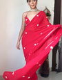 Felicitous 1-Minute Ready To Wear Red Georgette Saree