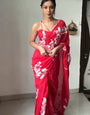 Demure 1-Minute Ready To Wear Red Georgette Saree