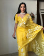 Blissful 1-Minute Ready To Wear Yellow Georgette Saree