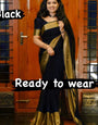 Invaluable 1-Minute Ready To Wear Black Chiffon Silk Saree