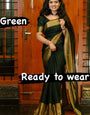 Staring 1-Minute Ready To Wear Dark Green Chiffon Silk Saree