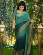 Refreshing 1-Minute Ready To Wear Green Chiffon Silk Saree