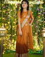 Energetic 1-Minute Ready To Wear Orange Chiffon Silk Saree