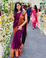 Pleasurable 1-Minute Ready To Wear Purple Chiffon Silk Saree