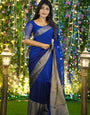 Sophisticated 1-Minute Ready To Wear Royal Blue Chiffon Silk Saree