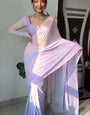 Trendy 1-Minute Ready To Wear Lavender and Pink Georgette Saree
