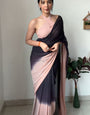 Groovy 1-Minute Ready To Wear Black and Peach Georgette Saree