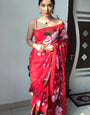 Hypnotic 1-Minute Ready To Wear Red Organza Silk Saree
