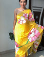 Ravishing 1-Minute Ready To Wear Yellow Organza Silk Saree