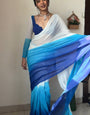Captivating 1-Minute Ready To Wear Firozi and Blue Georgette Saree