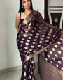 Jazzy 1-Minute Ready To Wear Dark Purple Cotton Silk Saree