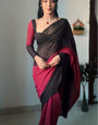 Impressive 1-Minute Ready To Wear Black and Maroon Georgette Saree