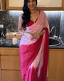 Glowing 1-Minute Ready To Wear Pink And Red Georgette Saree
