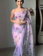 Outstanding 1-Minute Ready To Wear Lavender Organza Silk Saree