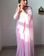 Mesmerising 1-Minute Ready To Wear Baby Pink Georgette Saree