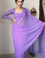 Alluring 1-Minute Ready To Wear Lavender Georgette Saree