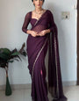 Sizzling 1-Minute Ready To Wear Purple Georgette Saree