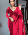 Sensational 1-Minute Ready To Wear Red Georgette Saree