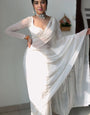 Flaunt 1-Minute Ready To Wear White Georgette Saree