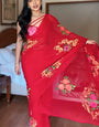 Sempiternal 1-Minute Ready To Wear Red Georgette Saree