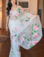Ravishing 1-Minute Ready To Wear Off White Organza Silk Saree