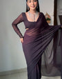 Flattering 1-Minute Ready To Wear Brown Georgette Saree