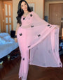 Forbearance 1-Minute Ready To Wear Pink Georgette Saree