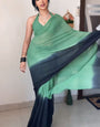 Extraordinary 1-Minute Ready To Wear Green and Black Georgette Saree