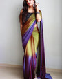 Stunner 1-Minute Ready To Wear Mehndi and Blue Chiffon Silk Saree