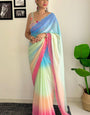 Flaunt 1-Minute Ready To Wear Firozi and Pink Georgette Saree