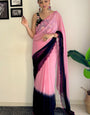 Sizzling 1-Minute Ready To Wear Pink and Blue Georgette Saree