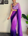 Gleaming 1-Minute Ready To Wear Purple and Blue Georgette Saree