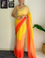 Sophisticated 1-Minute Ready To Wear Yellow and Orange Georgette Saree