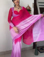 Wonderful 1-Minute Ready To Wear Pink and Lavender Georgette Saree