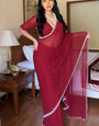 Adorning 1-Minute Ready To Wear Maroon Georgette Saree