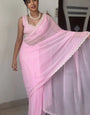 Stylish 1-Minute Ready To Wear Pink Georgette Saree